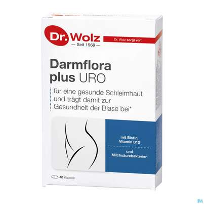 Sie sehen eine Packung Darmflora Plus Dr.wolz Uro Kapseln Nr 60520 40st, Produktbild: 04 Darmflora Plus Dr.wolz Uro Kapseln Nr 60520 40st, A-Nr.: 5186707 - 04