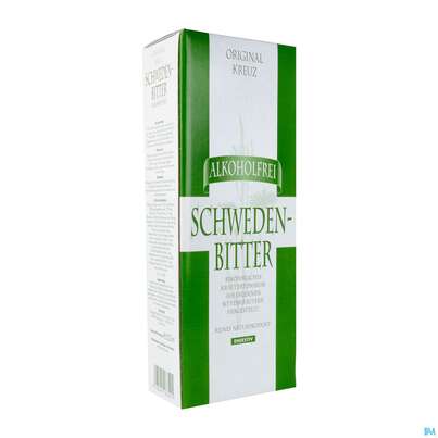 Sie sehen eine Packung Schwedenbitter Kreuz Alkoholfrei 500ml, Produktbild: 02 Schwedenbitter Kreuz Alkoholfrei 500ml, A-Nr.: 4158548 - 02