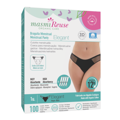 Sie sehen eine Packung Bio Periodenslip Elegant Masmi Reuse - Waschbar - Größe XL, Produktbild: 01 Bio Periodenslip Elegant Masmi Reuse - Waschbar - Größe XL, A-Nr.: 5973888 - 01