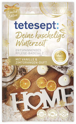 Sie sehen eine Packung tetesept Badesalz Kuschelige Winterzeit 60g, Produktbild: 01 tetesept Badesalz Kuschelige Winterzeit 60g, A-Nr.: 5830404 - 01