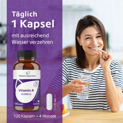 R(h)ein Nutrition Vitamin A 10.000 I. E. Kapseln hochdosiert vegan, A-Nr.: 5987229 - 04