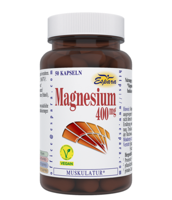 Sie sehen eine Packung Espara Magnesium-400mg Kapseln, Produktbild: 01 Espara Magnesium-400mg Kapseln, A-Nr.: 3397009 - 01