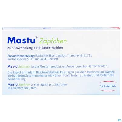 Sie sehen eine Packung +mastu Zaepfchen +haemorrhoiden 10st, Produktbild: 01 +mastu Zaepfchen +haemorrhoiden 10st, A-Nr.: 5646936 - 01