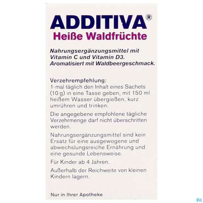 Sie sehen eine Packung Additiva Pulver Heisse Waldfruechte Kinder 10014 10st, Produktbild: 09 Additiva Pulver Heisse Waldfruechte Kinder 10014 10st, A-Nr.: 5810152 - 09