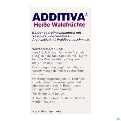 Sie sehen eine Packung Additiva Pulver Heisse Waldfruechte Kinder 10014 10st, Produktbild: 10 Additiva Pulver Heisse Waldfruechte Kinder 10014 10st, A-Nr.: 5810152 - 10