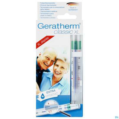 Sie sehen eine Packung Thermometer-fieber Geratherm Classic Xl-lupe 1st, Produktbild: 01 Thermometer-fieber Geratherm Classic Xl-lupe 1st, A-Nr.: 3965979 - 01