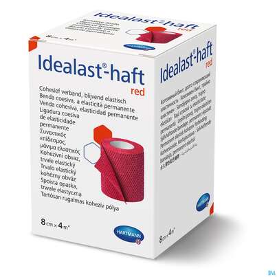 Sie sehen eine Packung Elastische Binden Idealast/haft Kohaesiv/color Rot 4mx 8cm 1st, Produktbild: 02 Elastische Binden Idealast/haft Kohaesiv/color Rot 4mx 8cm 1st, A-Nr.: 4174642 - 02