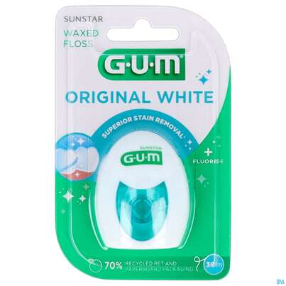 Sie sehen eine Packung Zahnseide Gum Original White +fluorid Nr 2040 30m, Produktbild: 02 Zahnseide Gum Original White +fluorid Nr 2040 30m, A-Nr.: 3560136 - 02