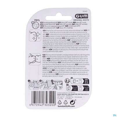 Sie sehen eine Packung Zahnseide Gum Original White +fluorid Nr 2040 30m, Produktbild: 04 Zahnseide Gum Original White +fluorid Nr 2040 30m, A-Nr.: 3560136 - 04