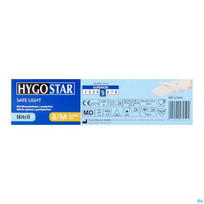 Untersuchungshandschuhe Nitril/unsteril Puderfrei/hypoallergen Safe Light Weiss M 27059 100st, A-Nr.: 3049403 - 12