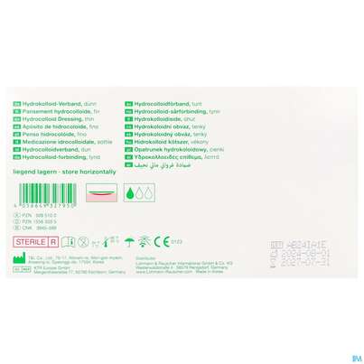 Sie sehen eine Packung Suprasorb H Hydrokolloid-verband Duenn 5x10cm 10st, Produktbild: 03 Suprasorb H Hydrokolloid-verband Duenn 5x10cm 10st, A-Nr.: 5095100 - 03