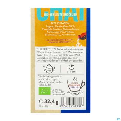 Sonnentor Tee/aufgussbeutel Bio Gewuerz Chai 02339 18st, A-Nr.: 5913202 - 04