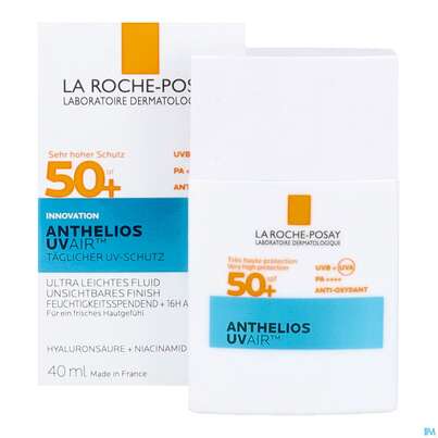 Sie sehen eine Packung Sonnenprodukte La Roche Posay Anthelios Uv Air Lsf50+ 40ml, Produktbild: 19 Sonnenprodukte La Roche Posay Anthelios Uv Air Lsf50+ 40ml, A-Nr.: 5896751 - 19