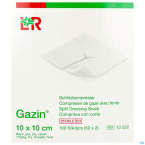 Schlitzkompressen Gazin 17faedig Steril 8fach 10x 10cm 50x2 100st, A-Nr.: 2404411 - 01