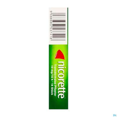 Sie sehen eine Packung Nicorette Transdermales Pflaster 10mg/16h 14st, Produktbild: 05 Nicorette Transdermales Pflaster 10mg/16h 14st, A-Nr.: 3537410 - 05