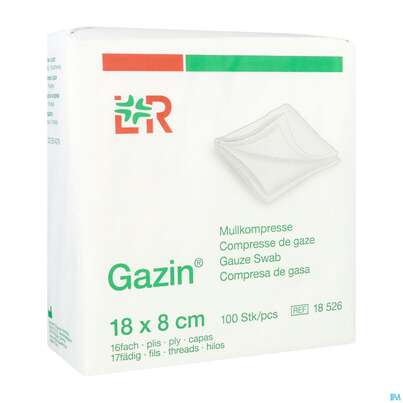 Mullkompressen Gazin Baumw.17faedig Unsteril 16fach 18x 8cm 100st, A-Nr.: 2384967 - 02