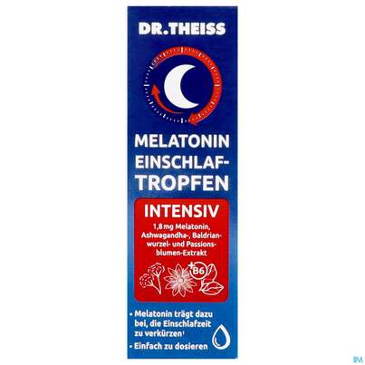 Sie sehen eine Packung Melatonin Einschlaf/tropfen Intensiv Dr.theiss 20ml, Produktbild: 02 Melatonin Einschlaf/tropfen Intensiv Dr.theiss 20ml, A-Nr.: 5911551 - 02
