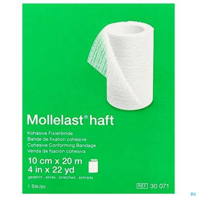 Sie sehen eine Packung Fixierbinden Mollelast Haft Weiss 20mx 10cm 1st, Produktbild: 04 Fixierbinden Mollelast Haft Weiss 20mx 10cm 1st, A-Nr.: 1767726 - 04
