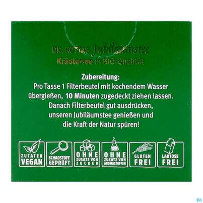 Sie sehen eine Packung Dr.Kottas Tee Jubilaeumstee 20st, Produktbild: 08 Dr.Kottas Tee Jubilaeumstee 20st, A-Nr.: 5940280 - 08