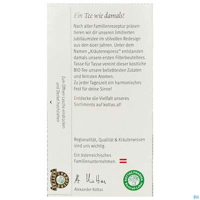 Sie sehen eine Packung Dr.Kottas Tee Jubilaeumstee 20st, Produktbild: 09 Dr.Kottas Tee Jubilaeumstee 20st, A-Nr.: 5940280 - 09