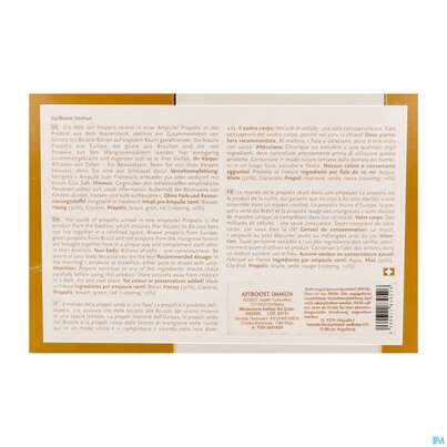 Sie sehen eine Packung Biobee Api Boost Trinkampulle Zell-energie-shot Immun 20st, Produktbild: 02 Biobee Api Boost Trinkampulle Zell-energie-shot Immun 20st, A-Nr.: 5421829 - 02