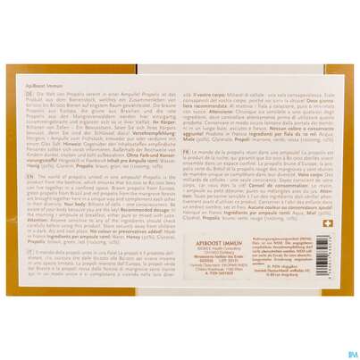 Sie sehen eine Packung Biobee Api Boost Trinkampulle Zell-energie-shot Immun 20st, Produktbild: 04 Biobee Api Boost Trinkampulle Zell-energie-shot Immun 20st, A-Nr.: 5421829 - 04