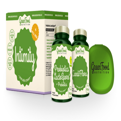 Sie sehen eine Packung GreenFood Nutrition Intimity + Pillbox, Produktbild: 01 GreenFood Nutrition Intimity + Pillbox, A-Nr.: 5634985 - 01