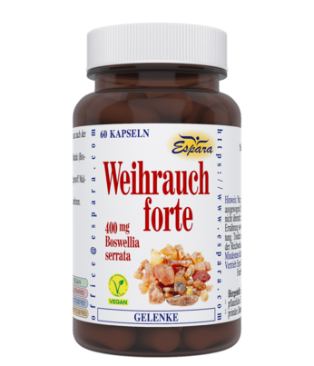 Sie sehen eine Packung Espara Weihrauch forte Kapseln, Produktbild: 01 Espara Weihrauch forte Kapseln, A-Nr.: 3726482 - 01