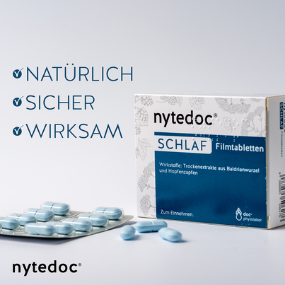 Sie sehen eine Packung nytedoc® SCHLAF Filmtabletten, Produktbild: 06 nytedoc® SCHLAF Filmtabletten, A-Nr.: 5506276 - 06