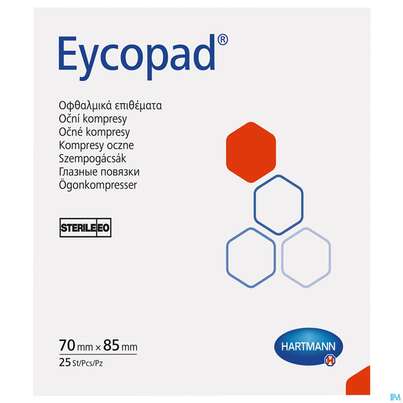 Sie sehen eine Packung Augenkompressen Eycopad Steril 70x85mm -hartmann 25st, Produktbild: 02 Augenkompressen Eycopad Steril 70x85mm -hartmann 25st, A-Nr.: 1164821 - 02