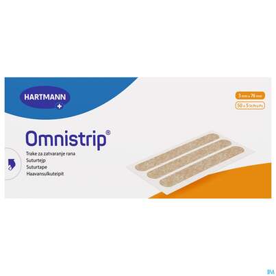 Sie sehen eine Packung Wundnahtstreifen Omnistrip Steril 3mmx 76mm 250st, Produktbild: 01 Wundnahtstreifen Omnistrip Steril 3mmx 76mm 250st, A-Nr.: 2983136 - 01
