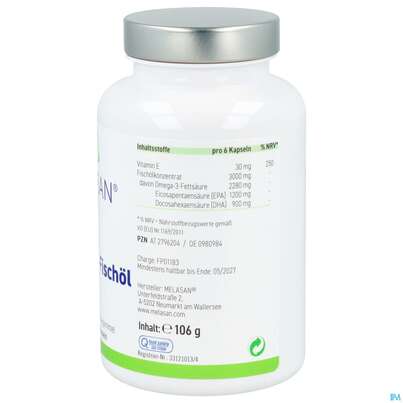 Omega -3 Fischoel Kapseln Melasan 500mg 180st, A-Nr.: 2796204 - 06