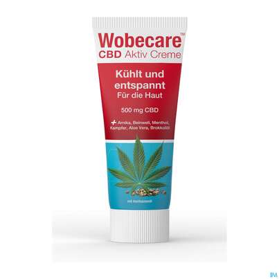 Sie sehen eine Packung Nestle Wobecare Cbd Aktiv Creme 100ml, Produktbild: 02 Nestle Wobecare Cbd Aktiv Creme 100ml, A-Nr.: 5383023 - 02