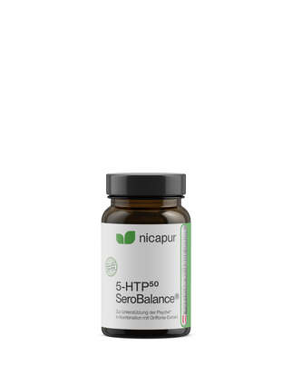 Sie sehen eine Packung nicapur 5-HTP50 SeroBalance®, Produktbild: 01 nicapur 5-HTP50 SeroBalance®, A-Nr.: 4902194 - 01