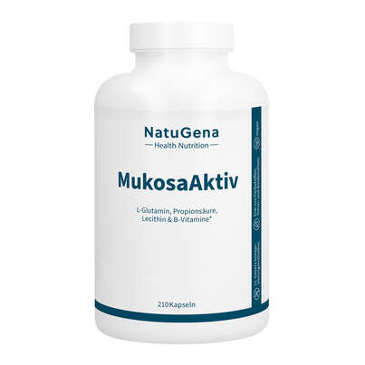 Sie sehen eine Packung NatuGena MukosaAktiv Kapseln, Produktbild: 01 NatuGena MukosaAktiv Kapseln, A-Nr.: 6027974 - 01