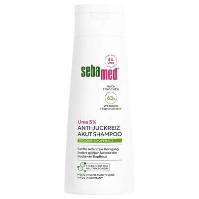 Sie sehen eine Packung Shampoon Sebamed Anti-juckreiz Akut Urea 5% 200ml, Produktbild: 01 Shampoon Sebamed Anti-juckreiz Akut Urea 5% 200ml, A-Nr.: 5992650 - 01