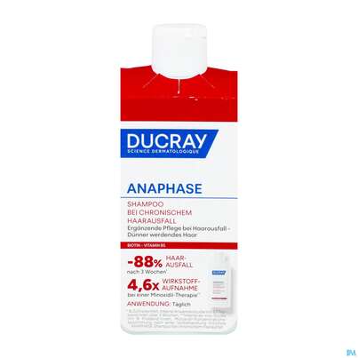 Sie sehen eine Packung Ducray Anaphase+ Ergänzungs-shampoo Gegen Haarausfall 200ml, Produktbild: 02 Ducray Anaphase+ Ergänzungs-shampoo Gegen Haarausfall 200ml, A-Nr.: 4541046 - 02