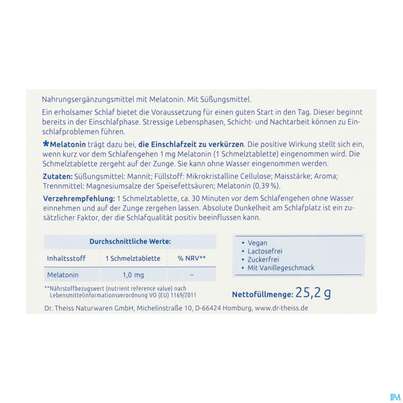 Melatonin Einschlaf-schmelztabl Dr.theiss 90st, A-Nr.: 5876547 - 03