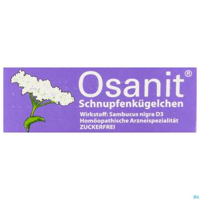 Sie sehen eine Packung Osanit Schnupfenkuegelchen 5g, Produktbild: 01 Osanit Schnupfenkuegelchen 5g, A-Nr.: 6054416 - 01