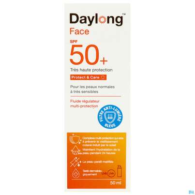 Sie sehen eine Packung Sonnenprodukte Daylong Protect & Care Multi-schutz Fluid Face Spf50+ 50ml, Produktbild: 04 Sonnenprodukte Daylong Protect & Care Multi-schutz Fluid Face Spf50+ 50ml, A-Nr.: 4580537 - 04