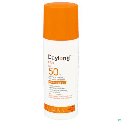 Sie sehen eine Packung Sonnenprodukte Daylong Protect & Care Multi-schutz Fluid Face Spf50+ 50ml, Produktbild: 09 Sonnenprodukte Daylong Protect & Care Multi-schutz Fluid Face Spf50+ 50ml, A-Nr.: 4580537 - 09