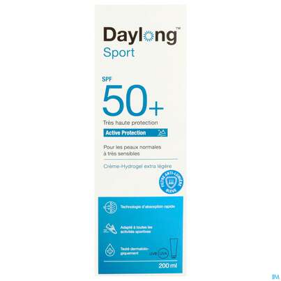 Sie sehen eine Packung Sonnenprodukte Daylong Sport Protect Hydrogel-creme Spf50+ 200ml, Produktbild: 04 Sonnenprodukte Daylong Sport Protect Hydrogel-creme Spf50+ 200ml, A-Nr.: 5688188 - 04