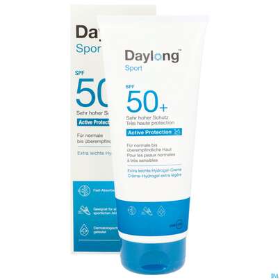 Sie sehen eine Packung Sonnenprodukte Daylong Sport Protect Hydrogel-creme Spf50+ 200ml, Produktbild: 11 Sonnenprodukte Daylong Sport Protect Hydrogel-creme Spf50+ 200ml, A-Nr.: 5688188 - 11