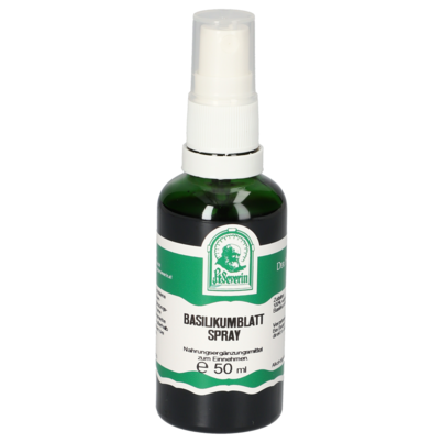 Sie sehen eine Packung BASILIKUMBLATT SPRAY 50 ML, Produktbild: 01 BASILIKUMBLATT SPRAY 50 ML, A-Nr.: 5902084 - 01