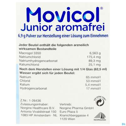 Movicol Pulver 6,9g Junior Aromafrei Stick 30st, A-Nr.: 5525747 - 04