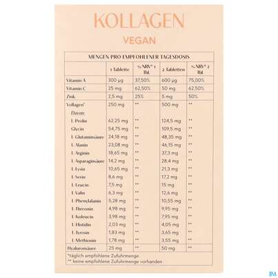 Sie sehen eine Packung Kollagen Vegan Tabl Niwi 60st, Produktbild: 04 Kollagen Vegan Tabl Niwi 60st, A-Nr.: 5942468 - 04