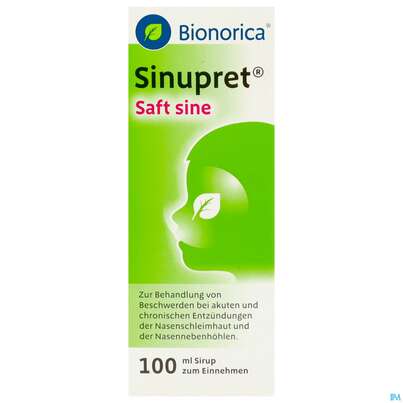 Sie sehen eine Packung Sinupret Saft Sine 100ml, Produktbild: 01 Sinupret Saft Sine 100ml, A-Nr.: 5536774 - 01