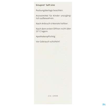 Sie sehen eine Packung Sinupret Saft Sine 100ml, Produktbild: 05 Sinupret Saft Sine 100ml, A-Nr.: 5536774 - 05