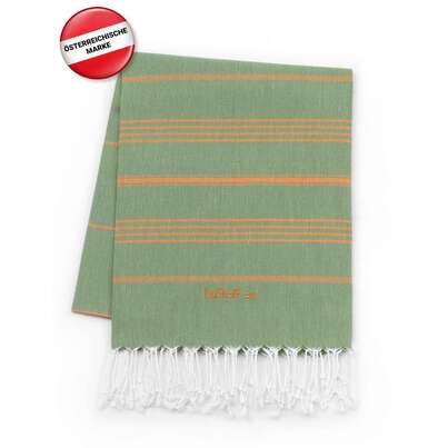 Sie sehen eine Packung LeStoff Hamamtuch Olive-Orange, Produktbild: 02 LeStoff Hamamtuch Olive-Orange, A-Nr.: 5839782 - 02