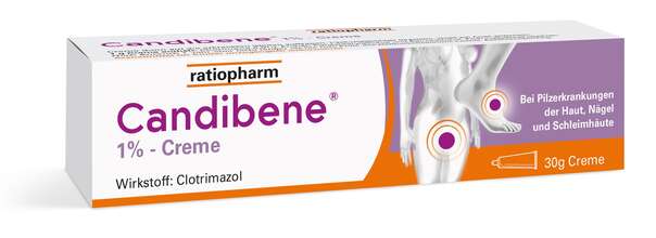 Sie sehen eine Packung Candibene® 1 % - Creme, Produktbild: 01 Candibene® 1 % - Creme, A-Nr.: 1276394 - 01